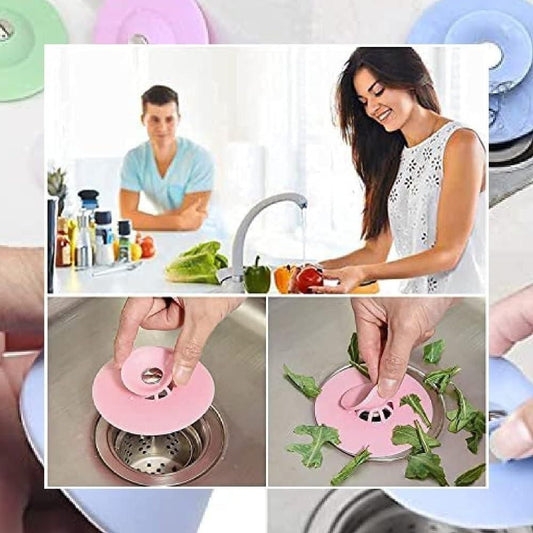 Silicone Household Kitchen Sink Strainer (Pack of 3 - Random Color)