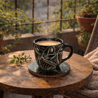 Patachitra Art Cup & Wooden Coaster Set