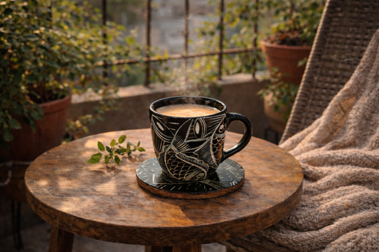 Patachitra Art Cup & Wooden Coaster Set