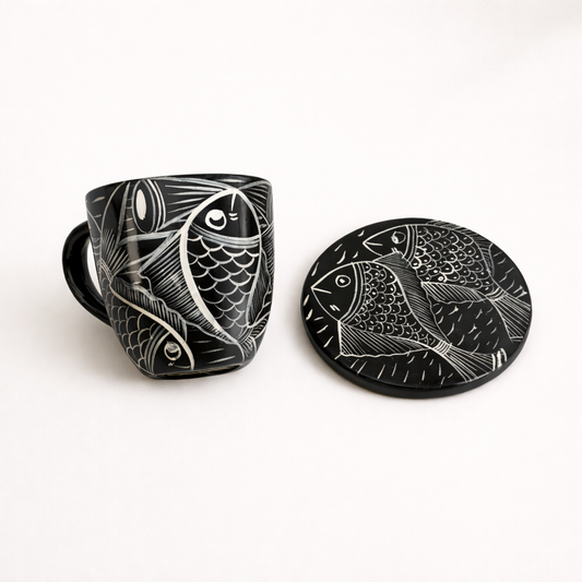 Patachitra Art Cup & Wooden Coaster Set