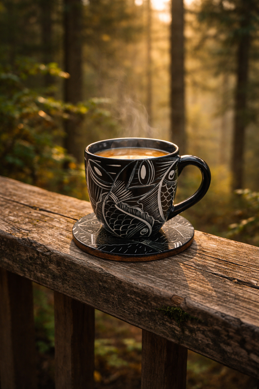 Patachitra Art Cup & Wooden Coaster Set